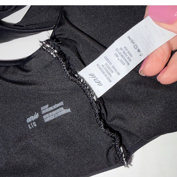 Aerie Bikini Top Large Black Scoop Neck Front Tie Knot Detail Swimwear - Picture 4 of 4